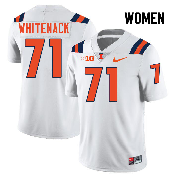 Women #71 Hunter Whitenack Illinois Fighting Illini College Football Jerseys Stitched-White